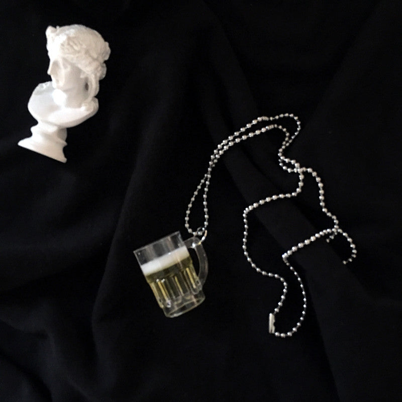 Collar de alas de pollo frito hecho a mano de resina al por mayor collar a la parrilla de simulación